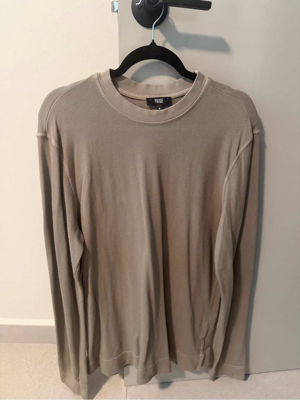 PAIGE Men's Long-Sleeve Crew Neck Shirt - Taupe Size M